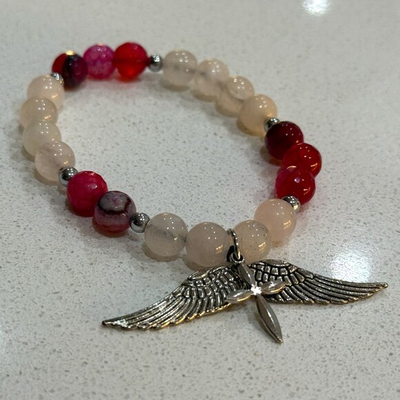 Cross and Angel Wing Charm Bracelet - Picture 1 of 6
